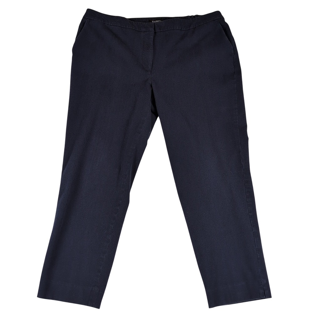 Talbots Women Modern Hampshire Ankle Pants 18W Navy Blue Slim Leg Stretch